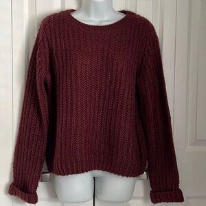 Noisy May Burgundy Crew Neck Sweater Size M